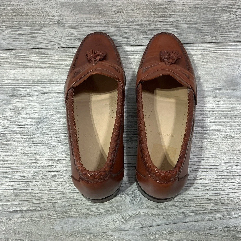 Allen Edmonds Maxfield Shoes Mens Size 11.5D Brown Leather Tassel Loafer Slip On